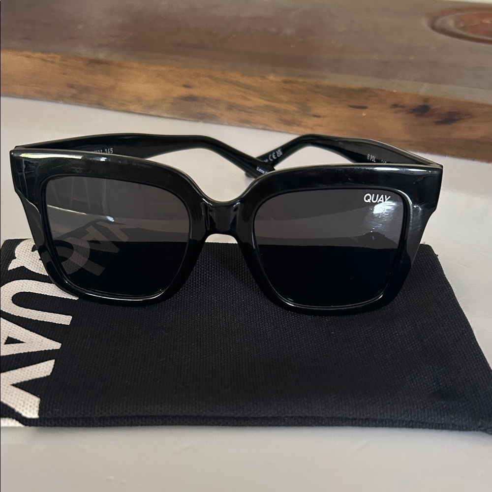 Quay Australia Black Square-Frame Sunglasses for Women